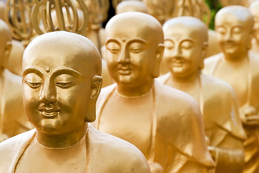 Hollow Buddha images used to inter cremation ashes