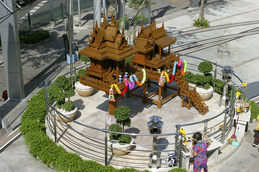 Large spirit house outside the MBK shopping mall in Bangkok
