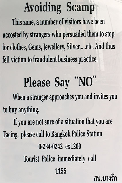 Avoiding scamps in Bangkok