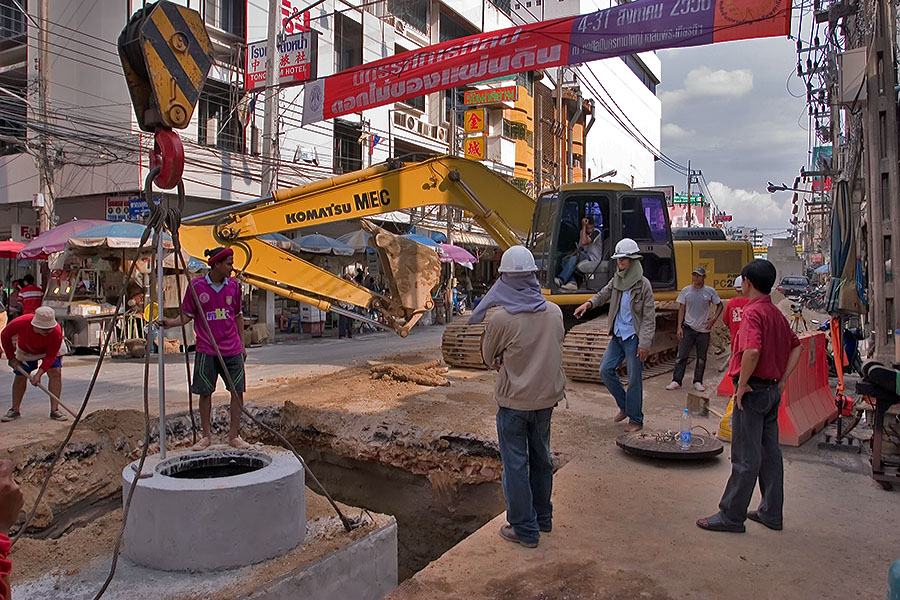Electricity cable engineering works, Hat Yai, Thailand