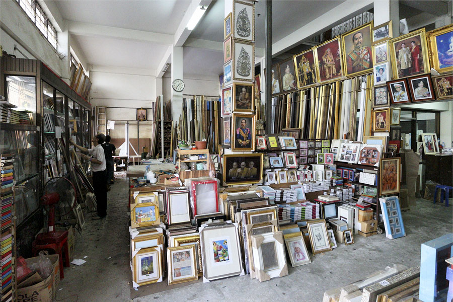 Inside a photo frame shop in Thailand