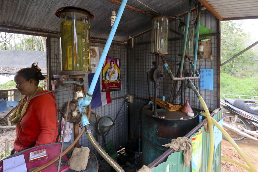 Thai petrol station near Klong Laa Reservoir in Songkhla province, February 2018