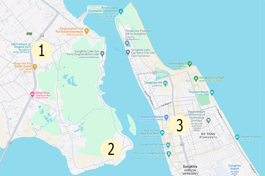 Songkhla's changing locations