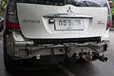 This fairly new Mitsubushi has fallen prey to the famous Thai rear-end shunt - Click for larger image
