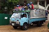 A truck full of Burmese construction workers, some of whom are just young children - Click for larger image